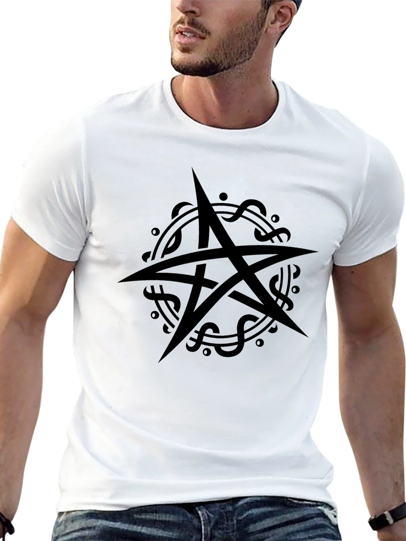 Occult Star Graphic Tee - Black Cotton Shirt