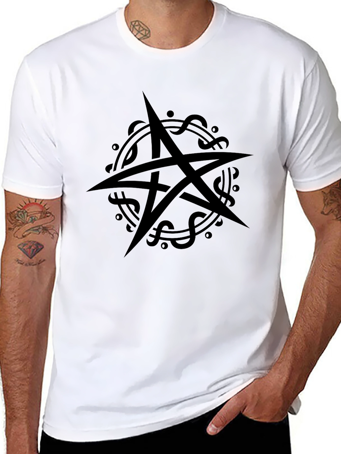Occult Star Graphic Tee - Black Cotton Shirt