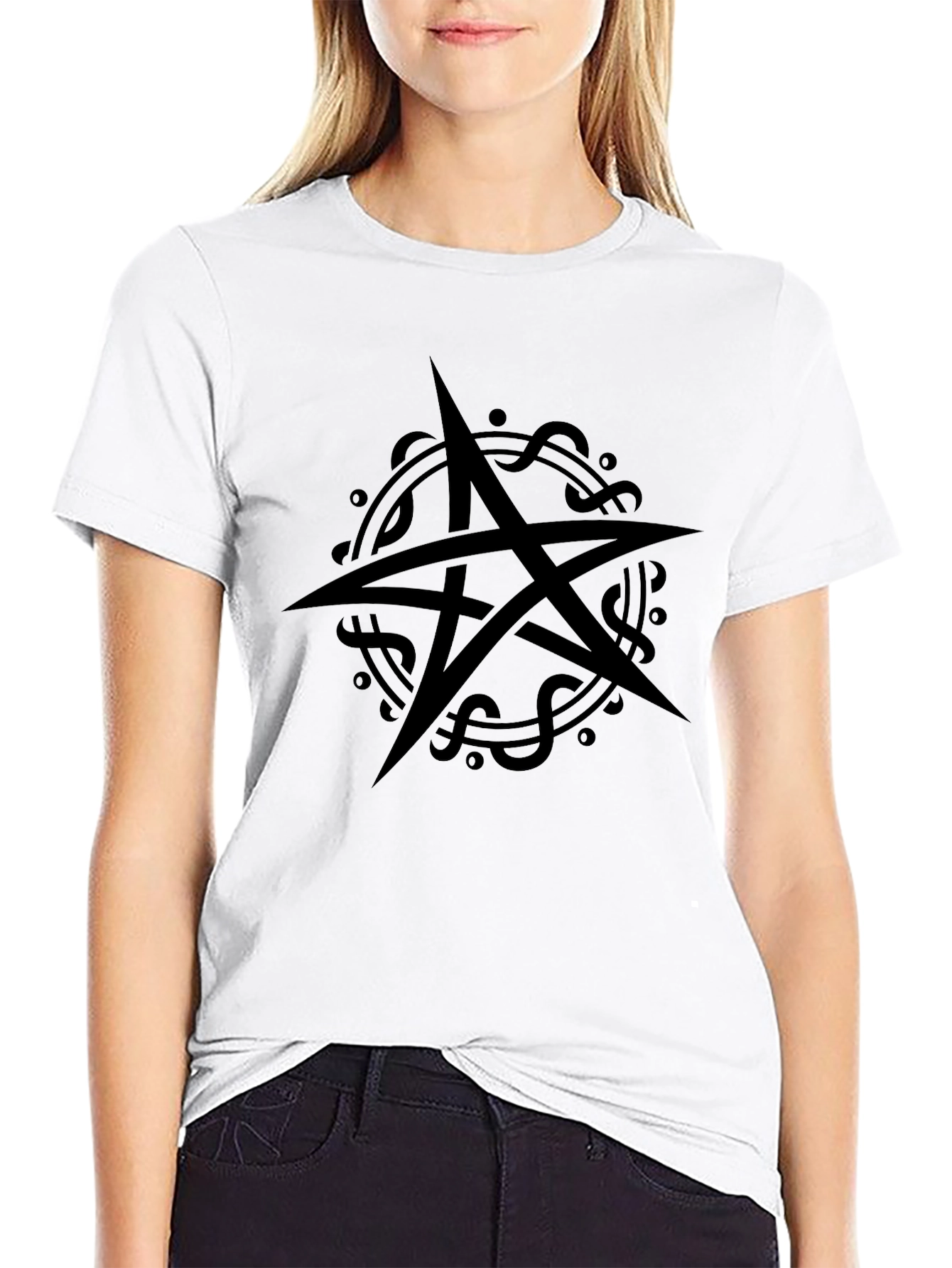 Occult Star Graphic Tee - Black Cotton Shirt