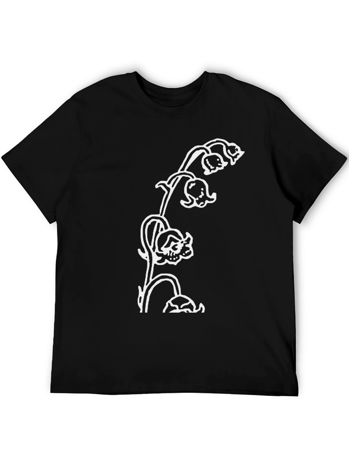 Skull Lily Graphic Tee - Black Casual T-Shirt