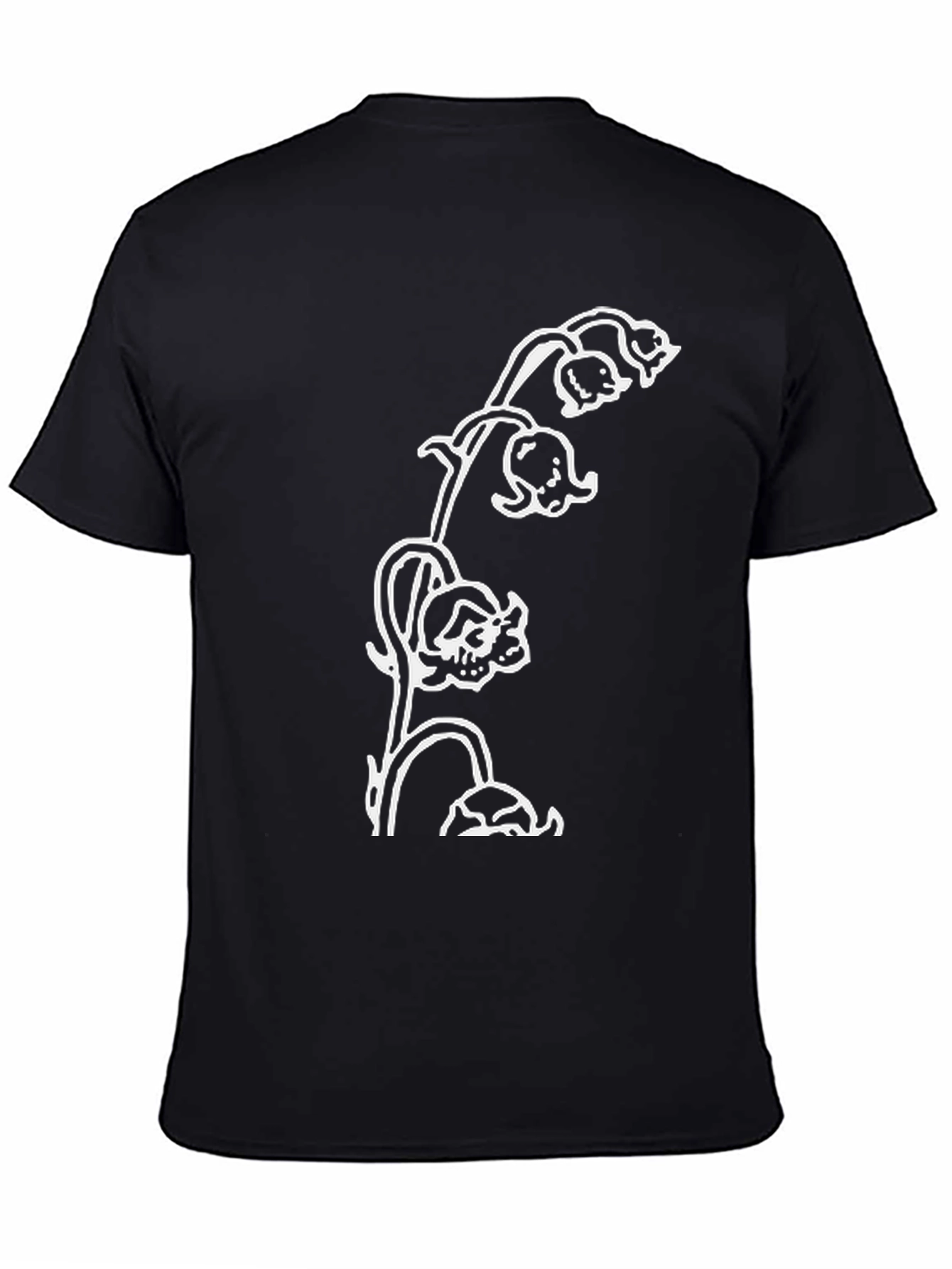 Skull Lily Graphic Tee - Black Casual T-Shirt