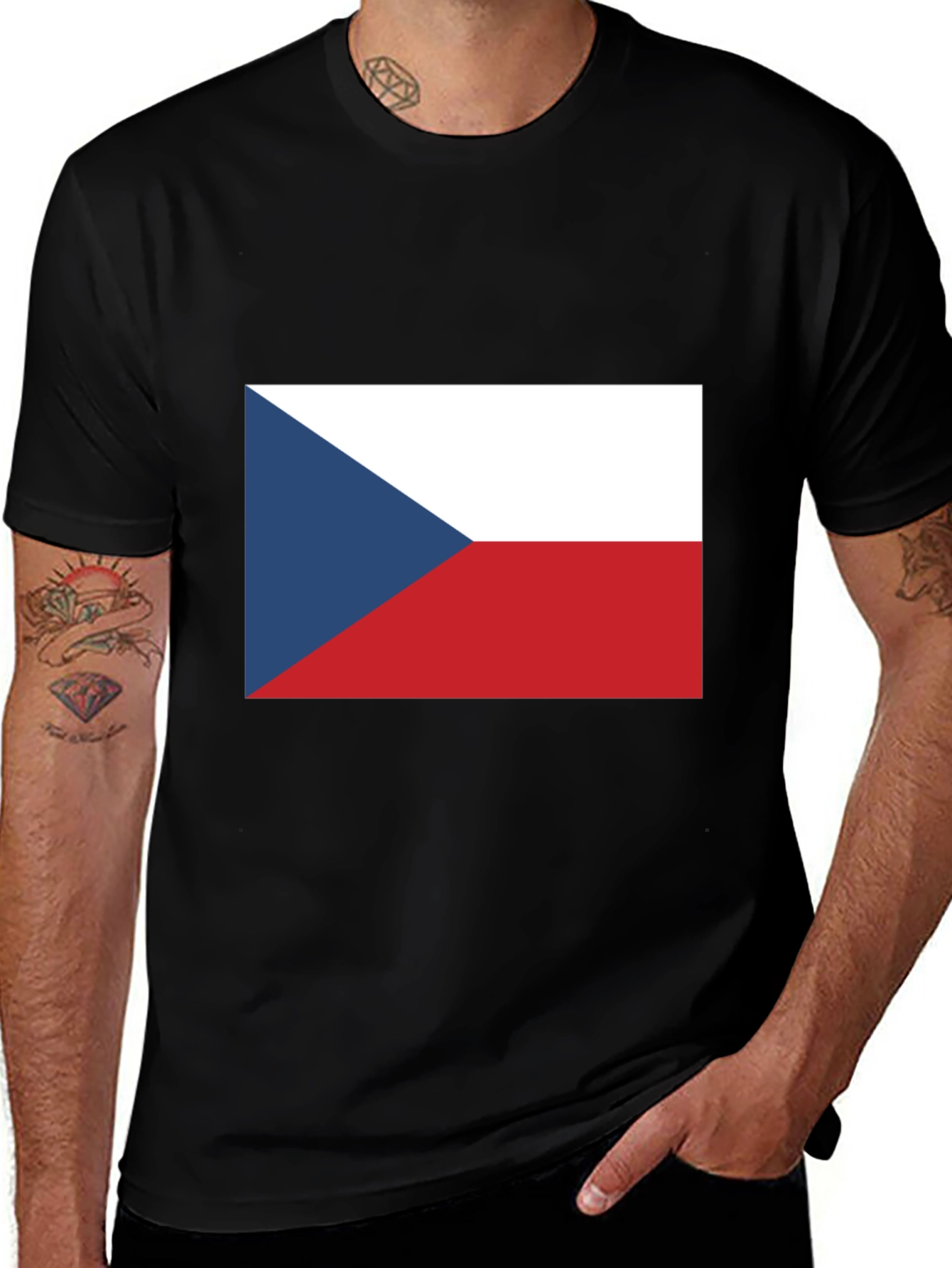 Czech Flag T-Shirt - Black Cotton Tee
