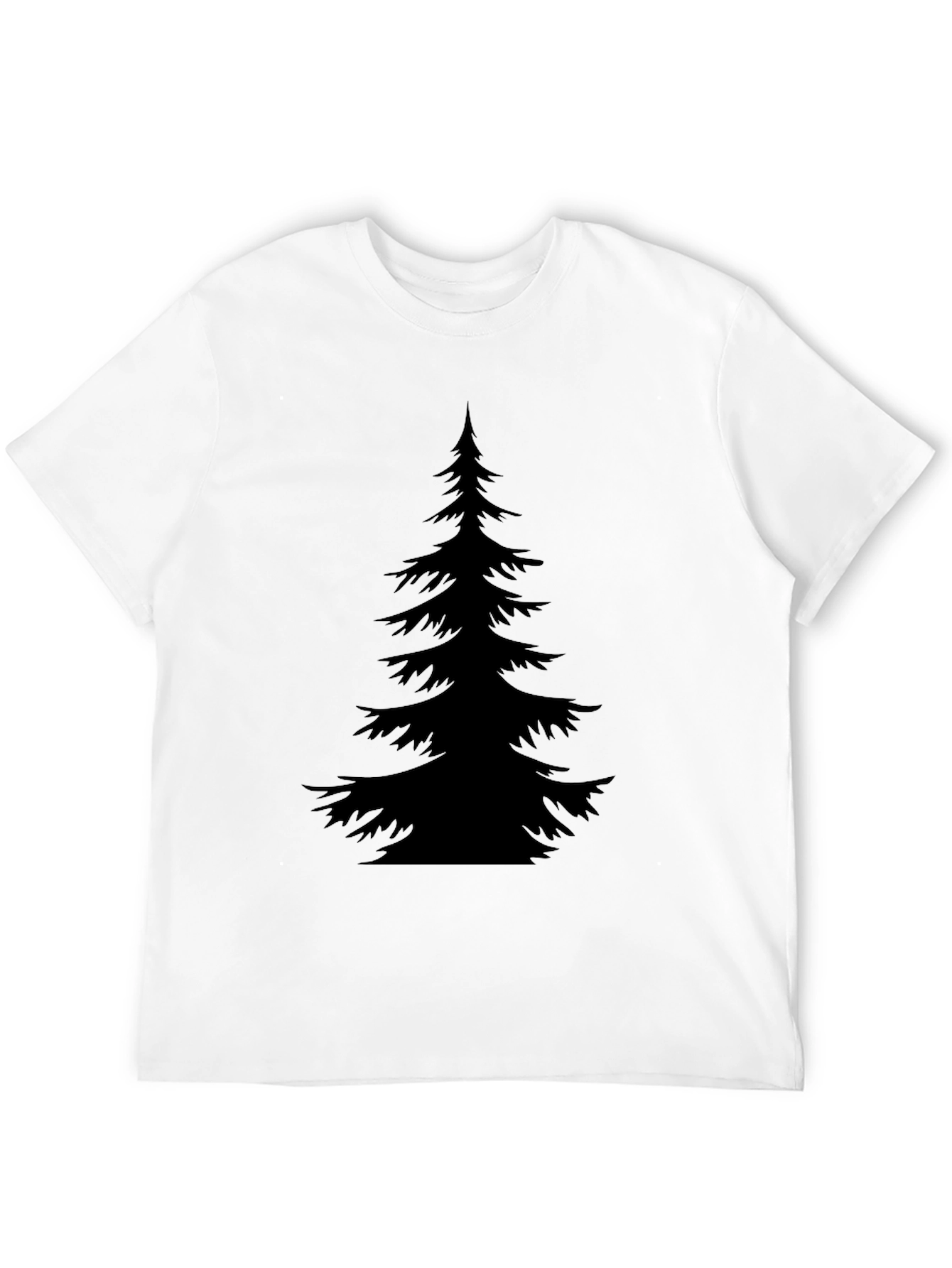 Mens Black T-Shirt with Evergreen Tree Graphic