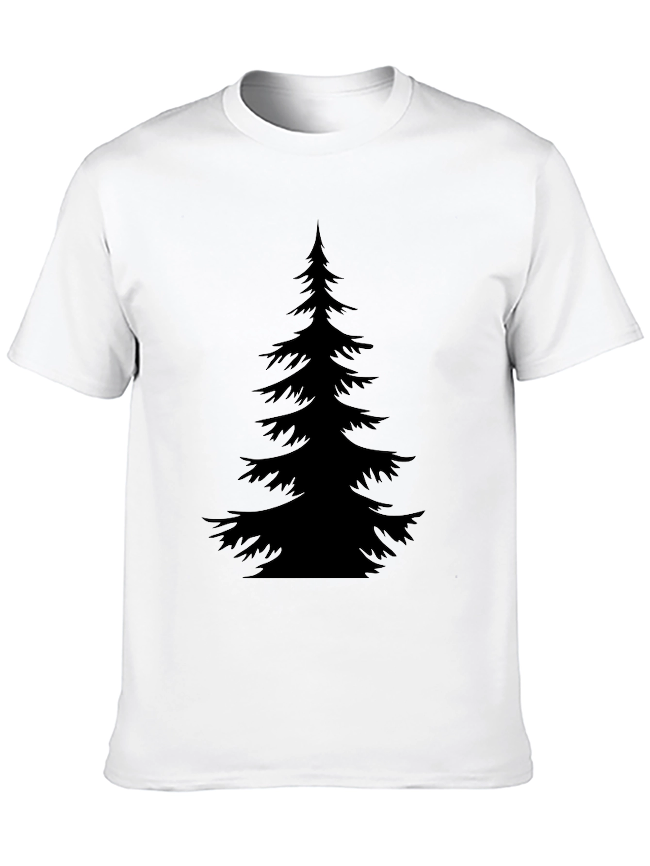 Mens Black T-Shirt with Evergreen Tree Graphic