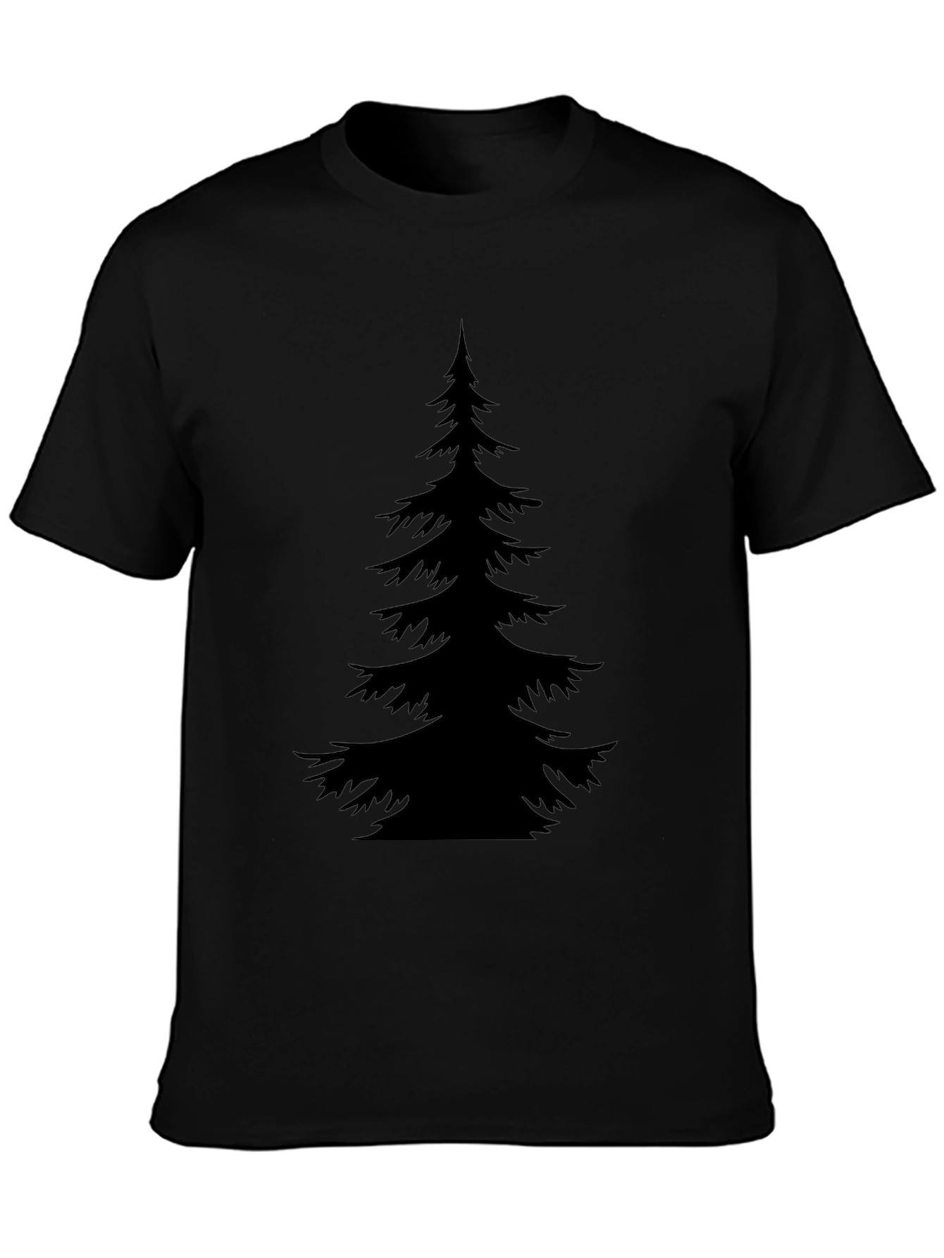Mens Black T-Shirt with Evergreen Tree Graphic