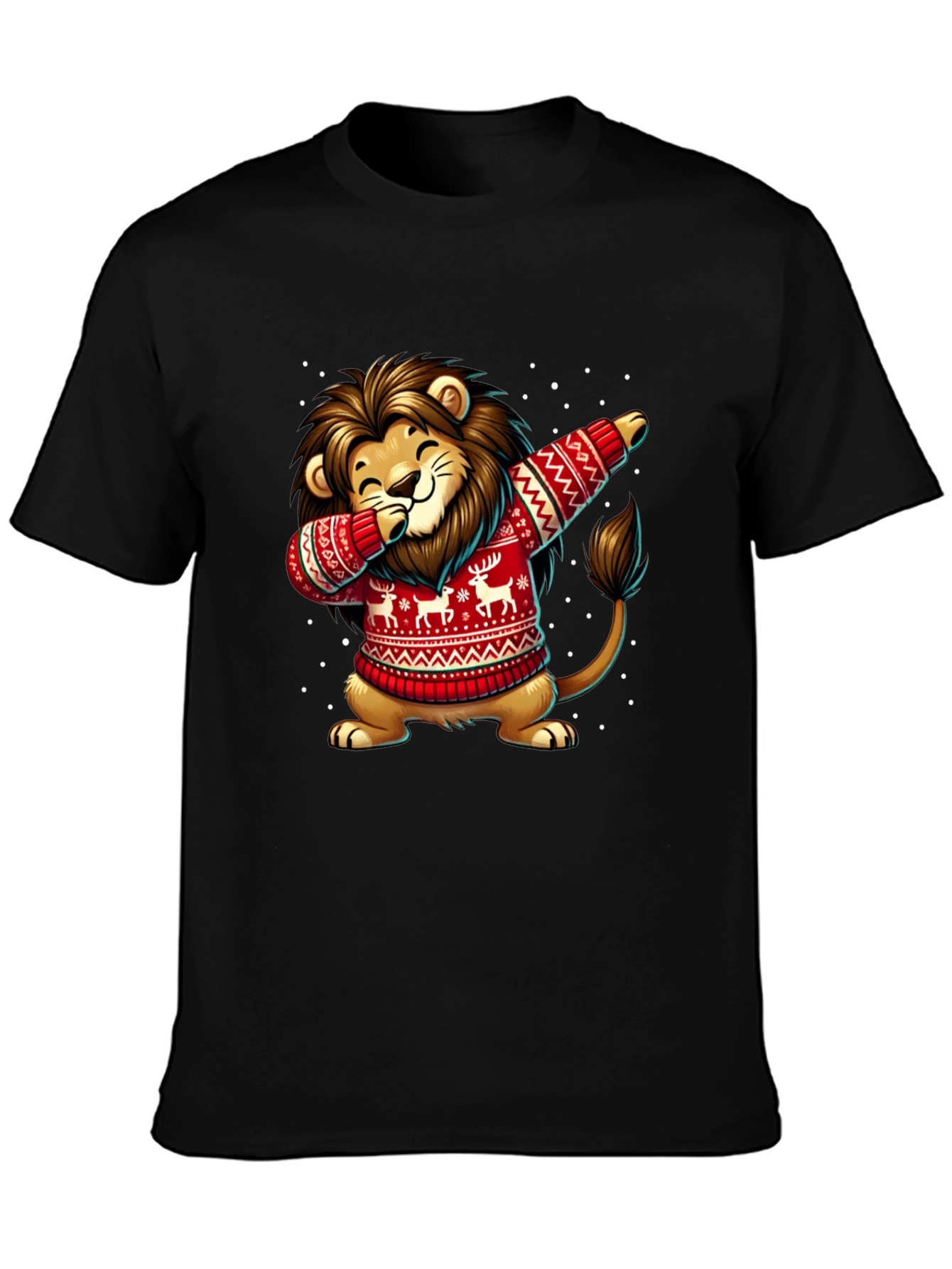 Festive Lion Dabbing T-Shirt - Holiday Edition