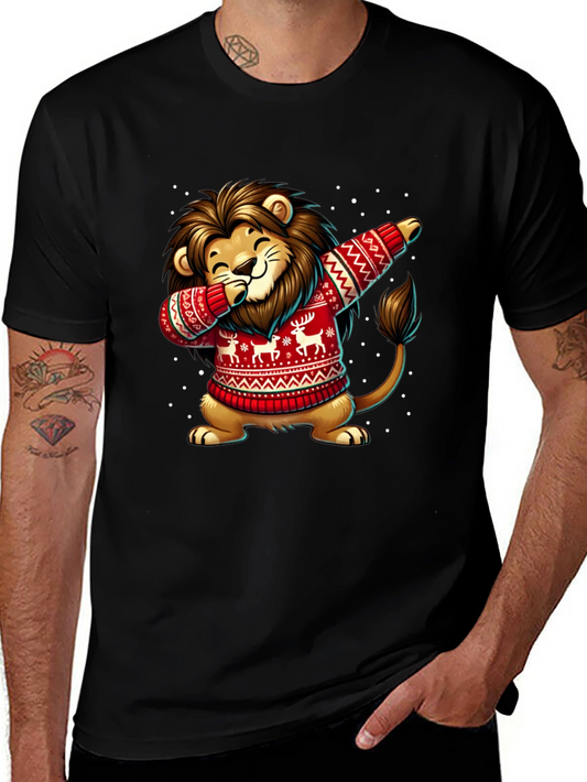 Festive Lion Dabbing T-Shirt - Holiday Edition