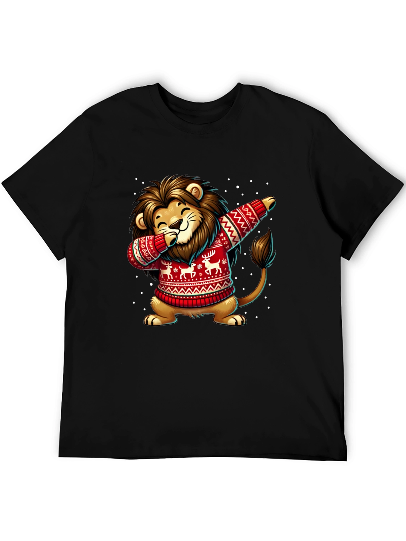 Festive Lion Dabbing T-Shirt - Holiday Edition