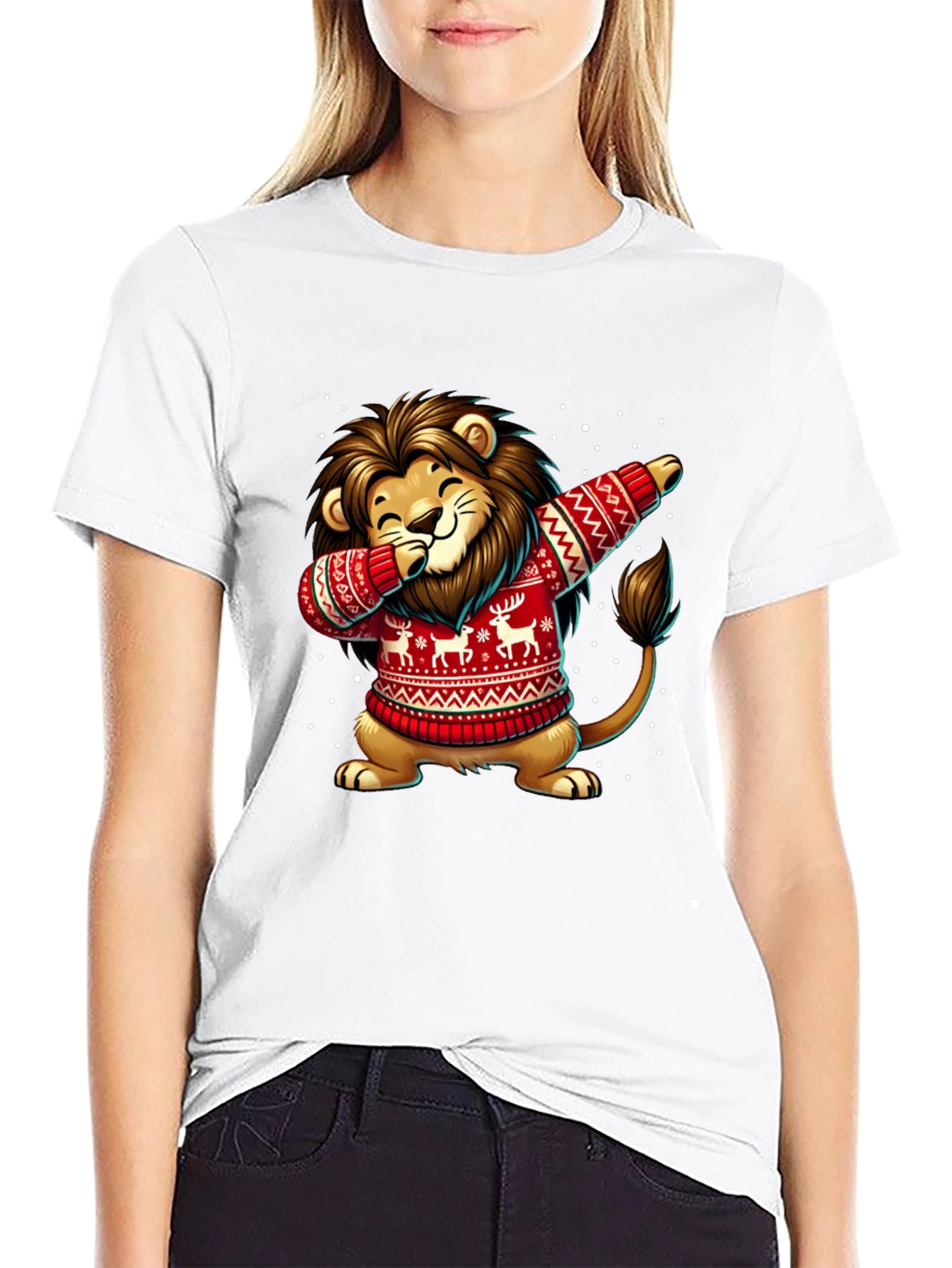 Festive Lion Dabbing T-Shirt - Holiday Edition