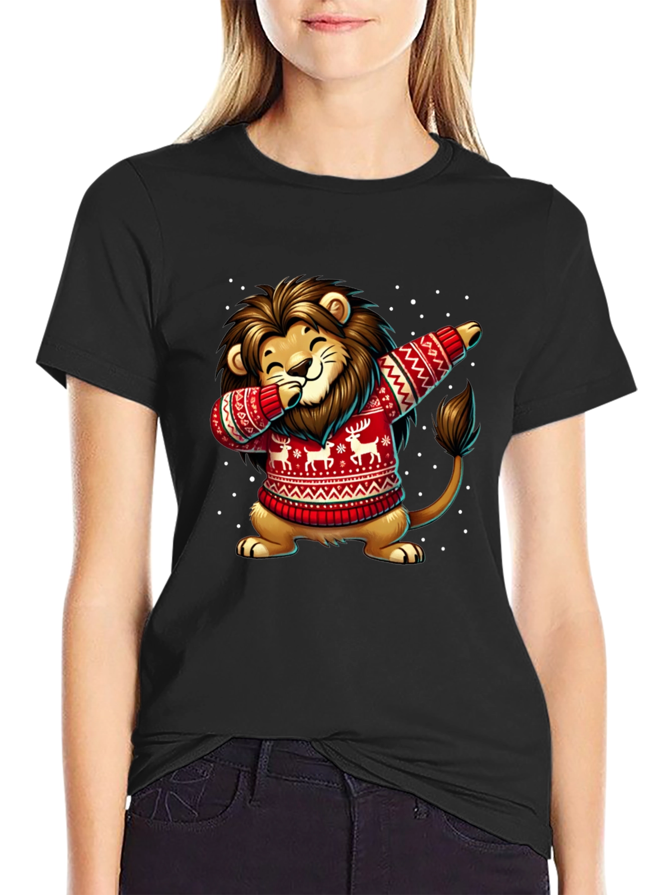 Festive Lion Dabbing T-Shirt - Holiday Edition