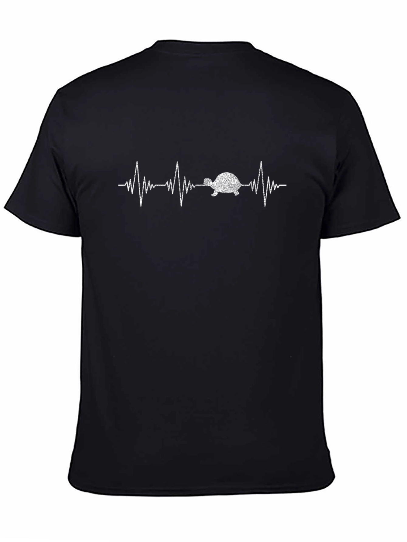 Turtle Heartbeat Graphic Tee - Black Cotton T-Shirt