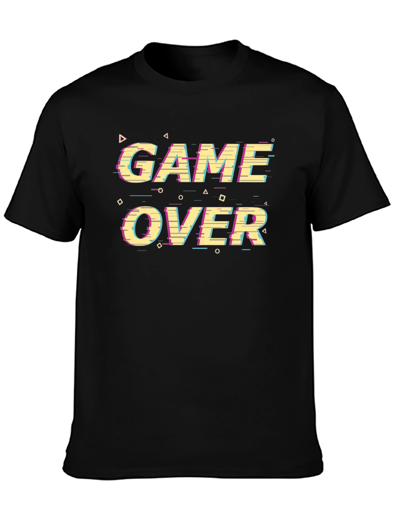 Game Over Glitch Style Black T-Shirt