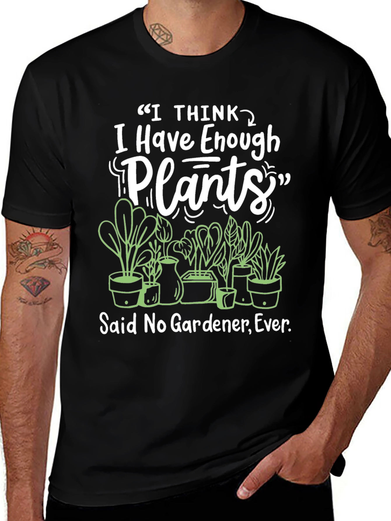 I Have Enough Plants Black T-Shirt