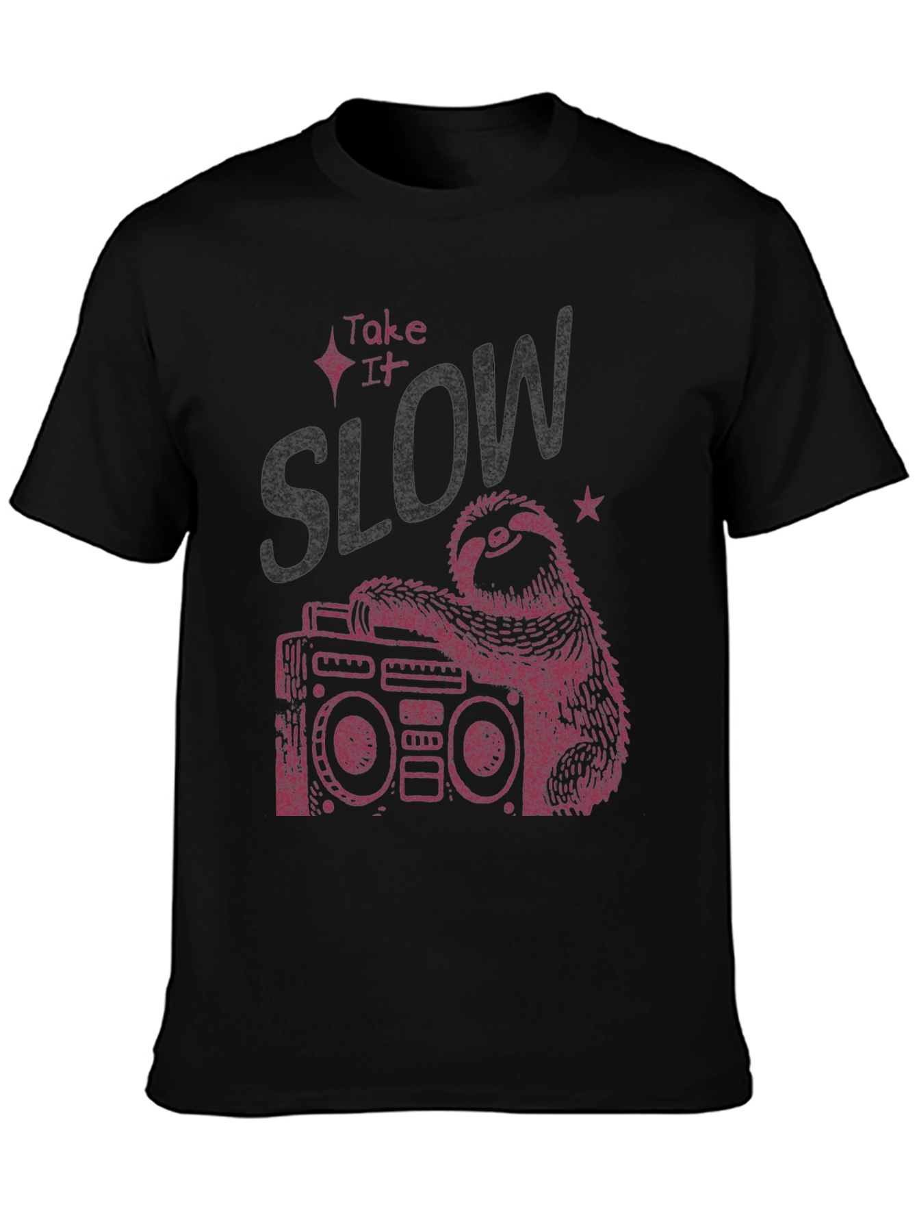 Take It Slow Sloth Boombox Graphic Tee