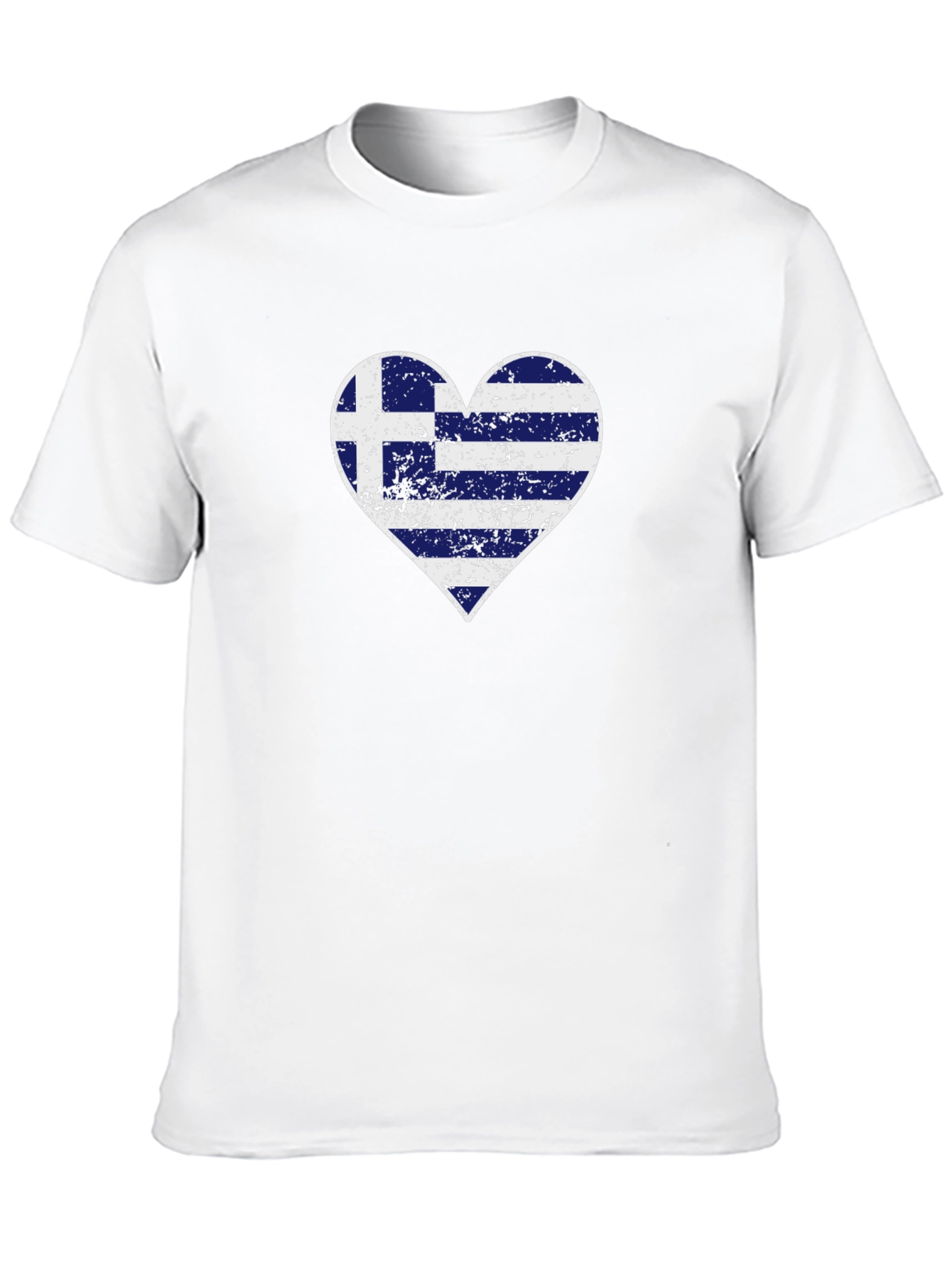 Greek Flag Heart Graphic T-Shirt - Black