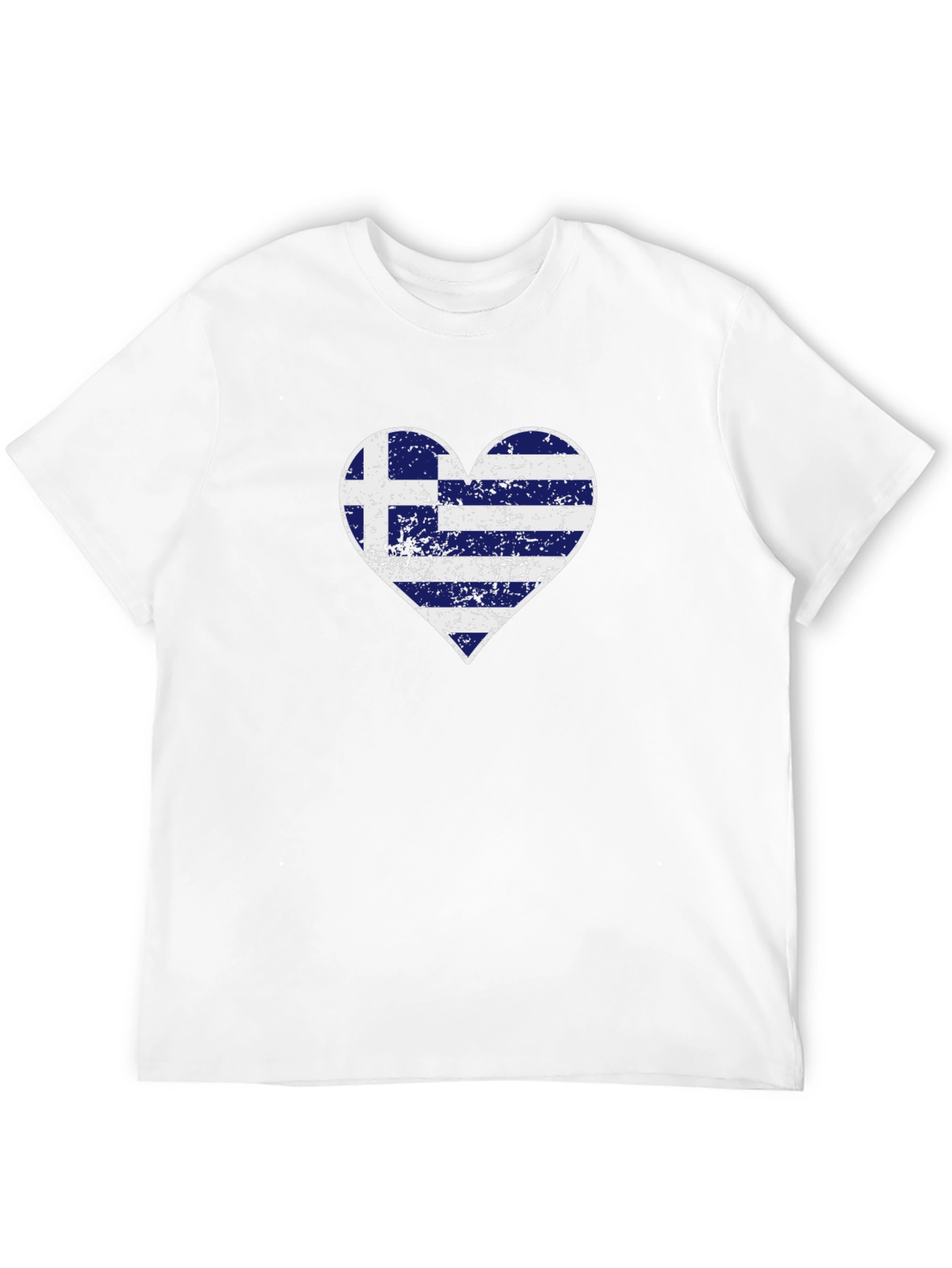 Greek Flag Heart Graphic T-Shirt - Black