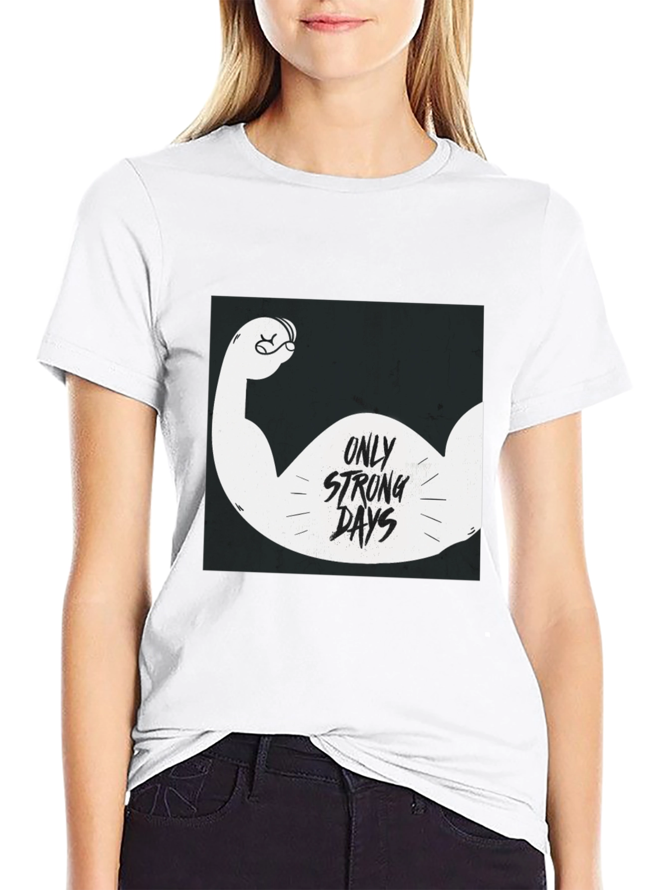 Only Strong Days Graphic Tee - Black Cotton T-Shirt