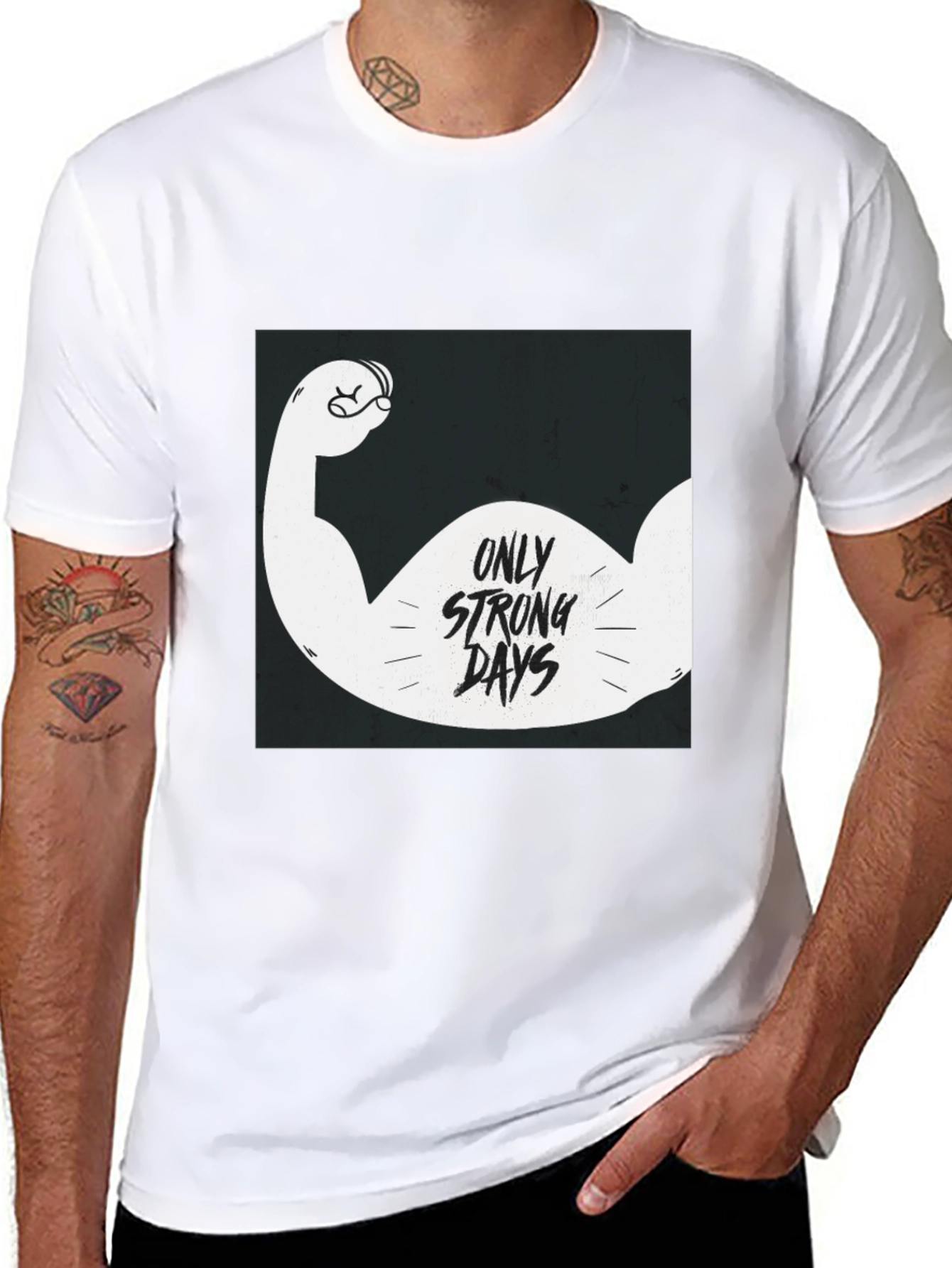 Only Strong Days Graphic Tee - Black Cotton T-Shirt