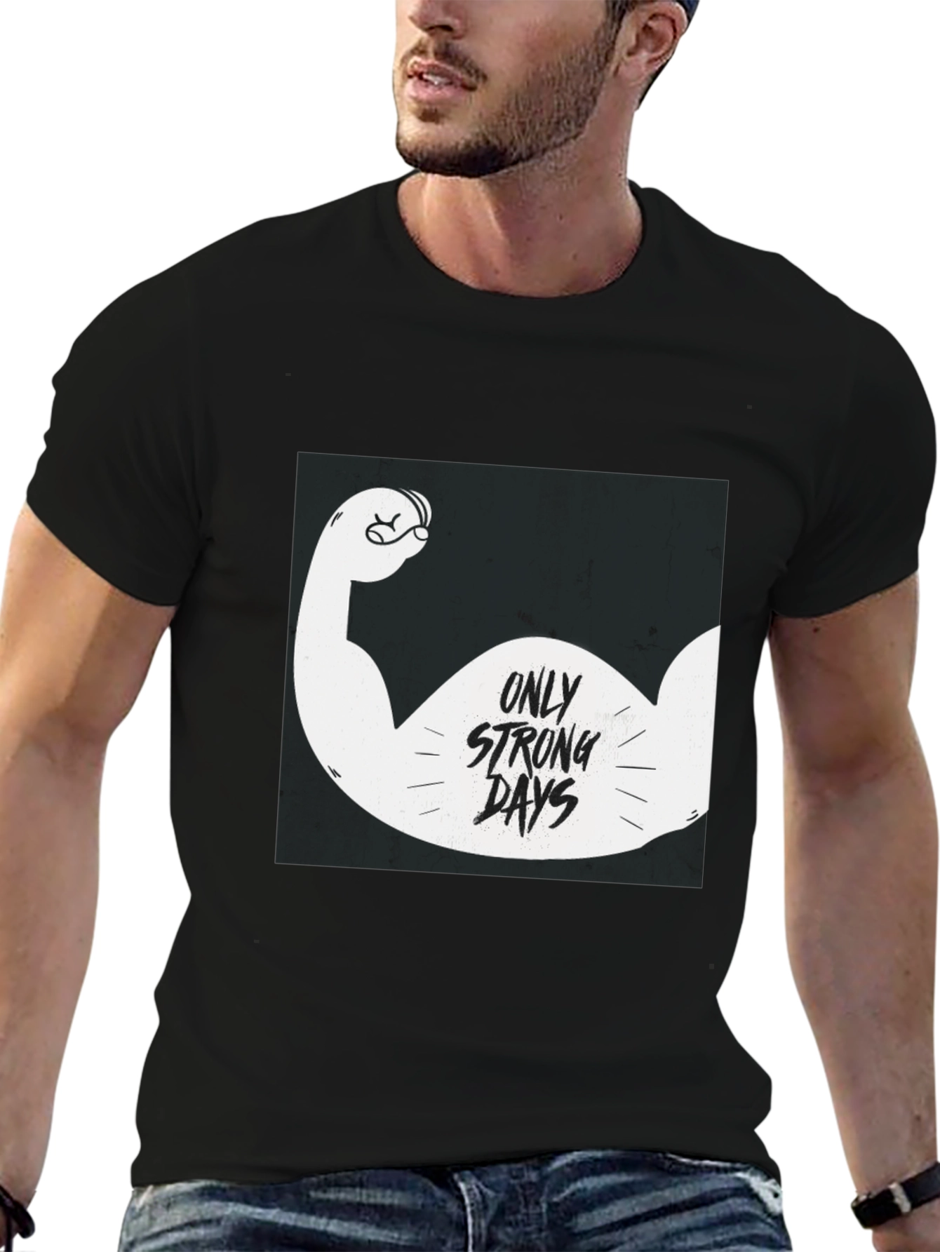 Only Strong Days Graphic Tee - Black Cotton T-Shirt