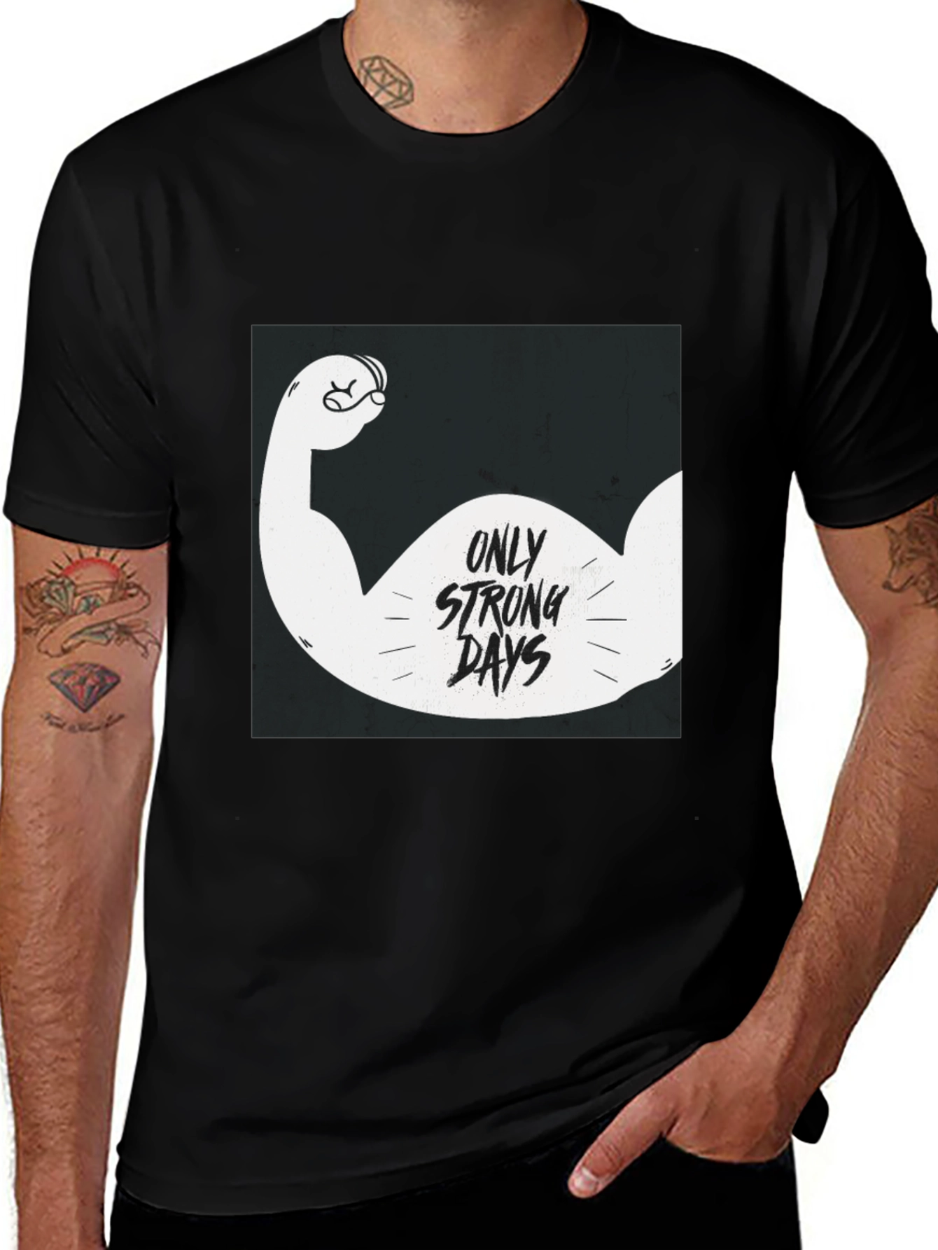Only Strong Days Graphic Tee - Black Cotton T-Shirt