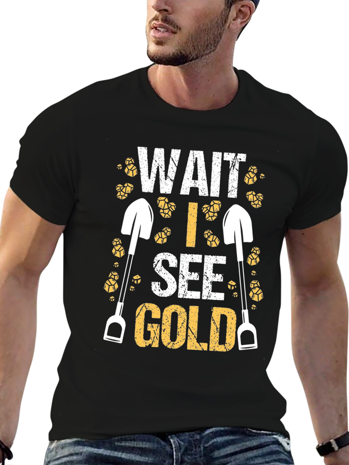 Wait I See Gold Black T-Shirt