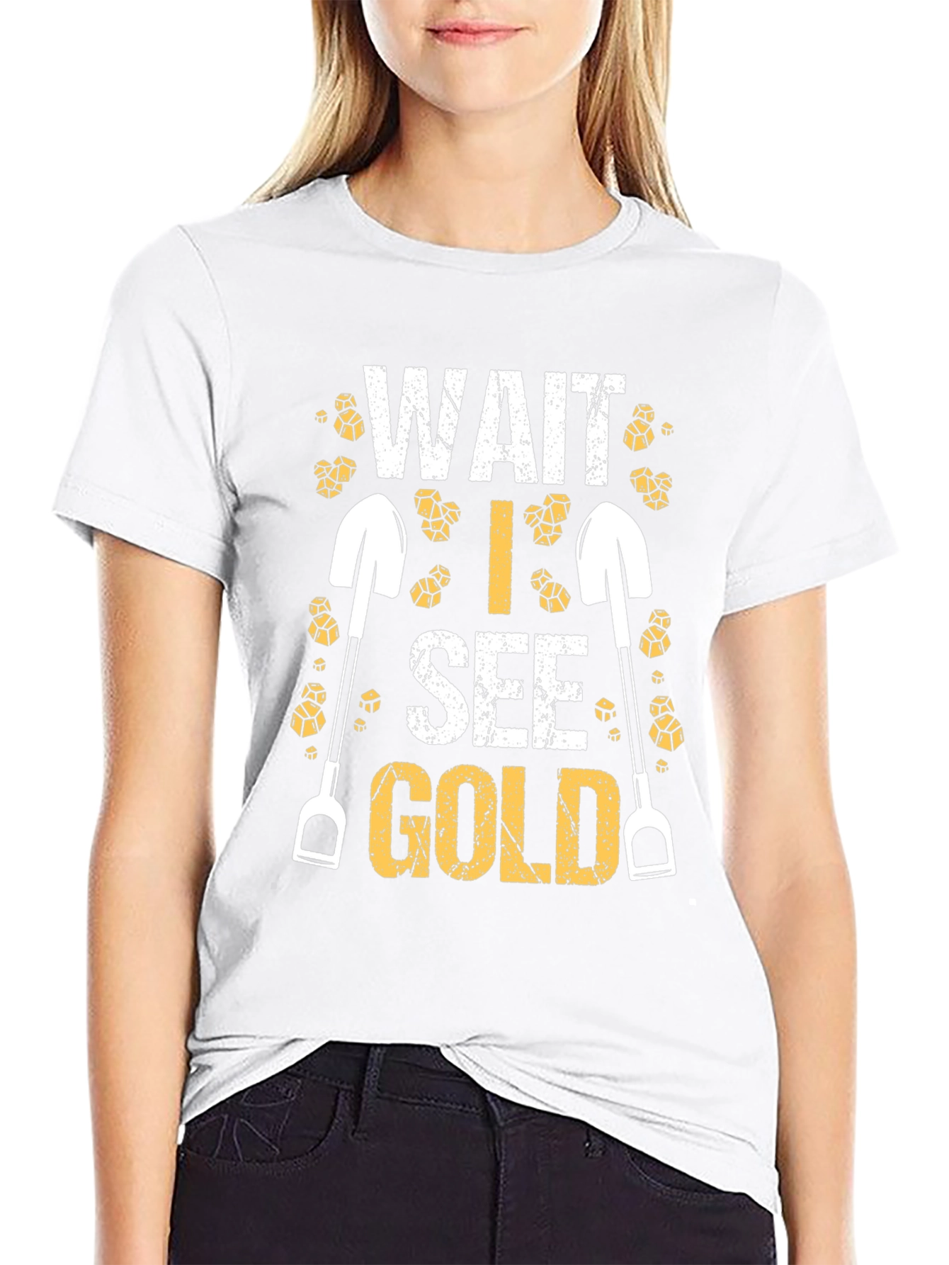 Wait I See Gold Black T-Shirt