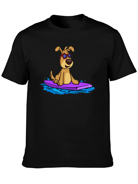 Dog Surfing T-Shirt - Cool Cartoon Design
