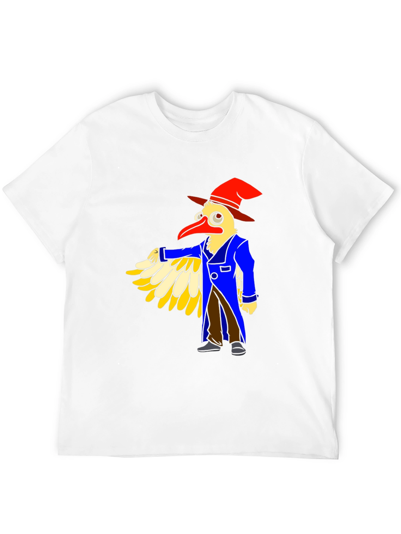 Whimsical Bird Cartoon Graphic Tee - Black