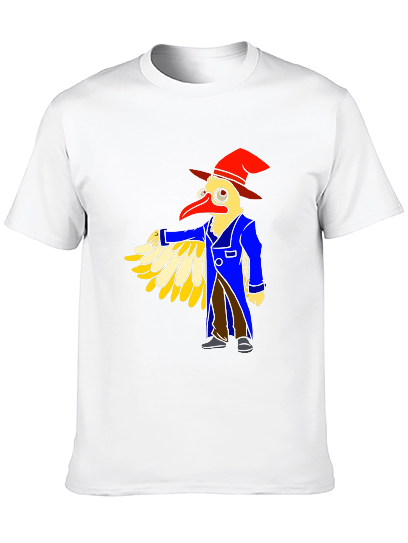 Whimsical Bird Cartoon Graphic Tee - Black
