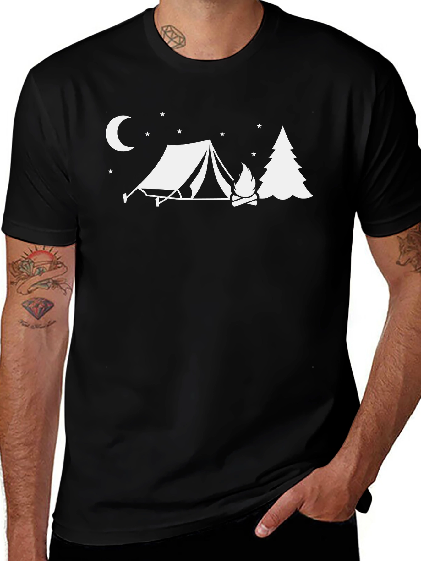 Camping Scene Black Graphic Tee