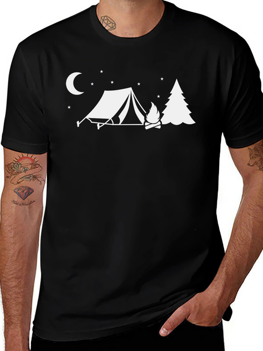 Camping Scene Black Graphic Tee