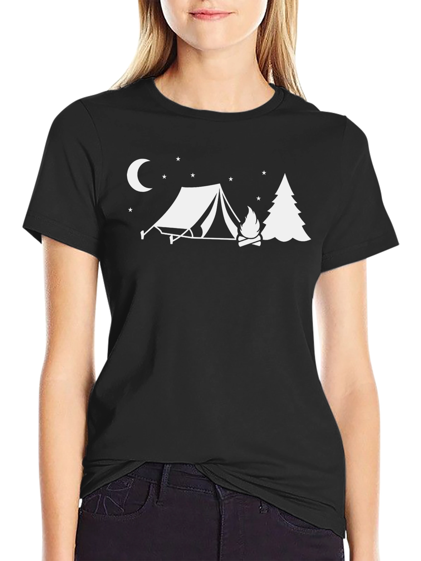 Camping Scene Black Graphic Tee