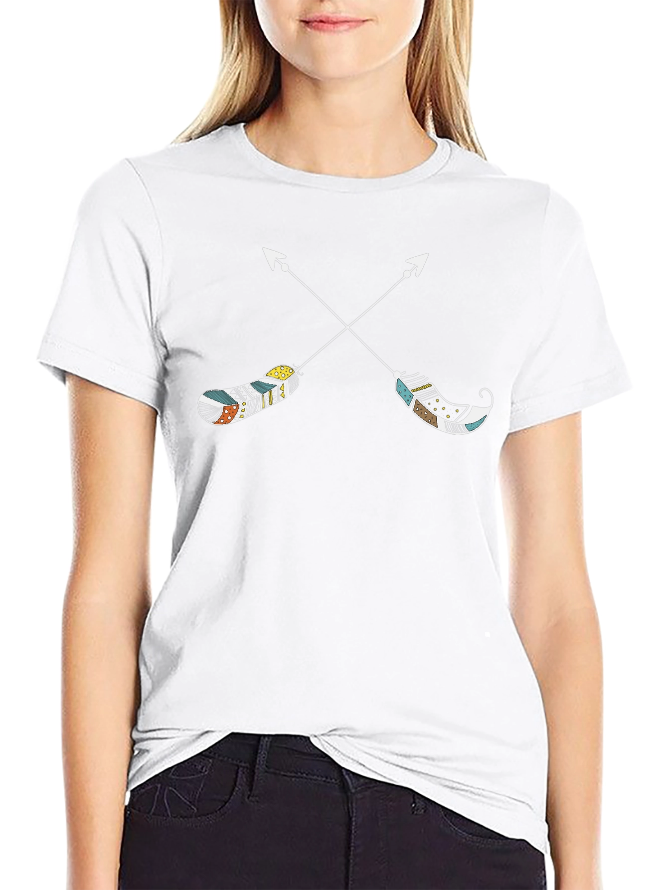 Arrow Feather Graphic Tee - Stylish Casual Wear