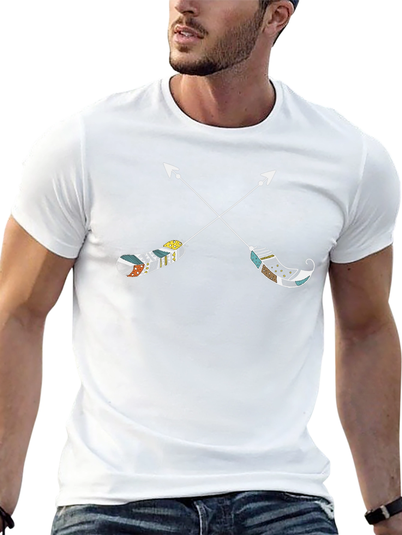 Arrow Feather Graphic Tee - Stylish Casual Wear