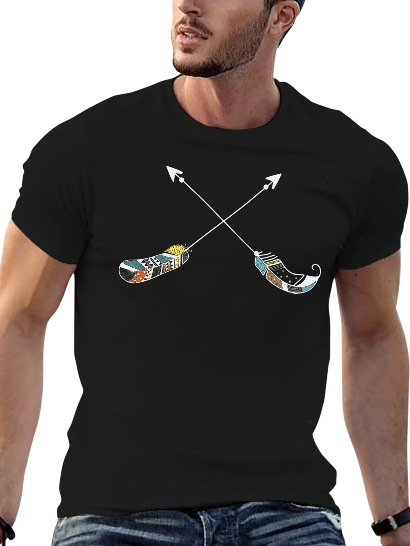 Arrow Feather Graphic Tee - Stylish Casual Wear