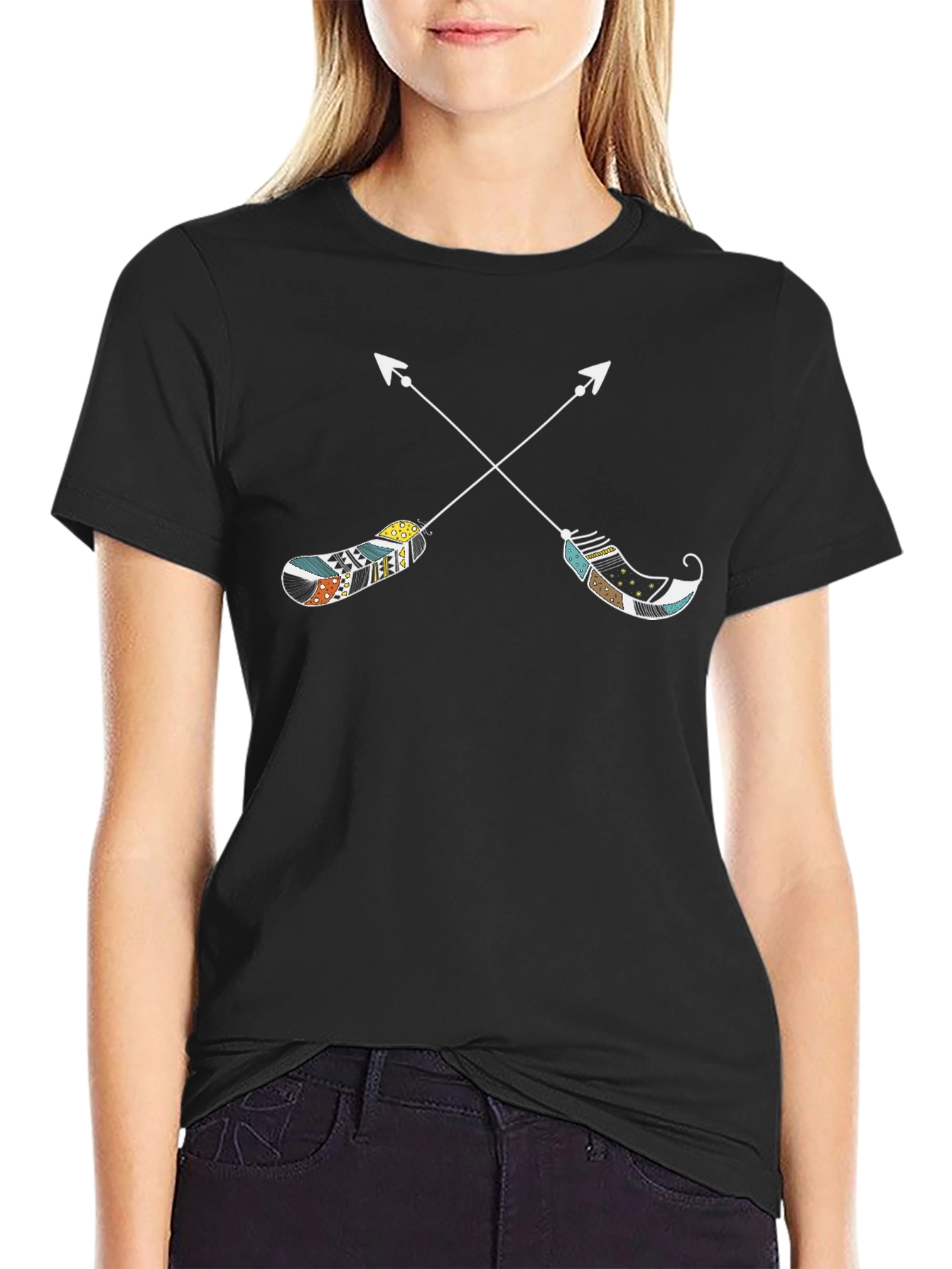 Arrow Feather Graphic Tee - Stylish Casual Wear