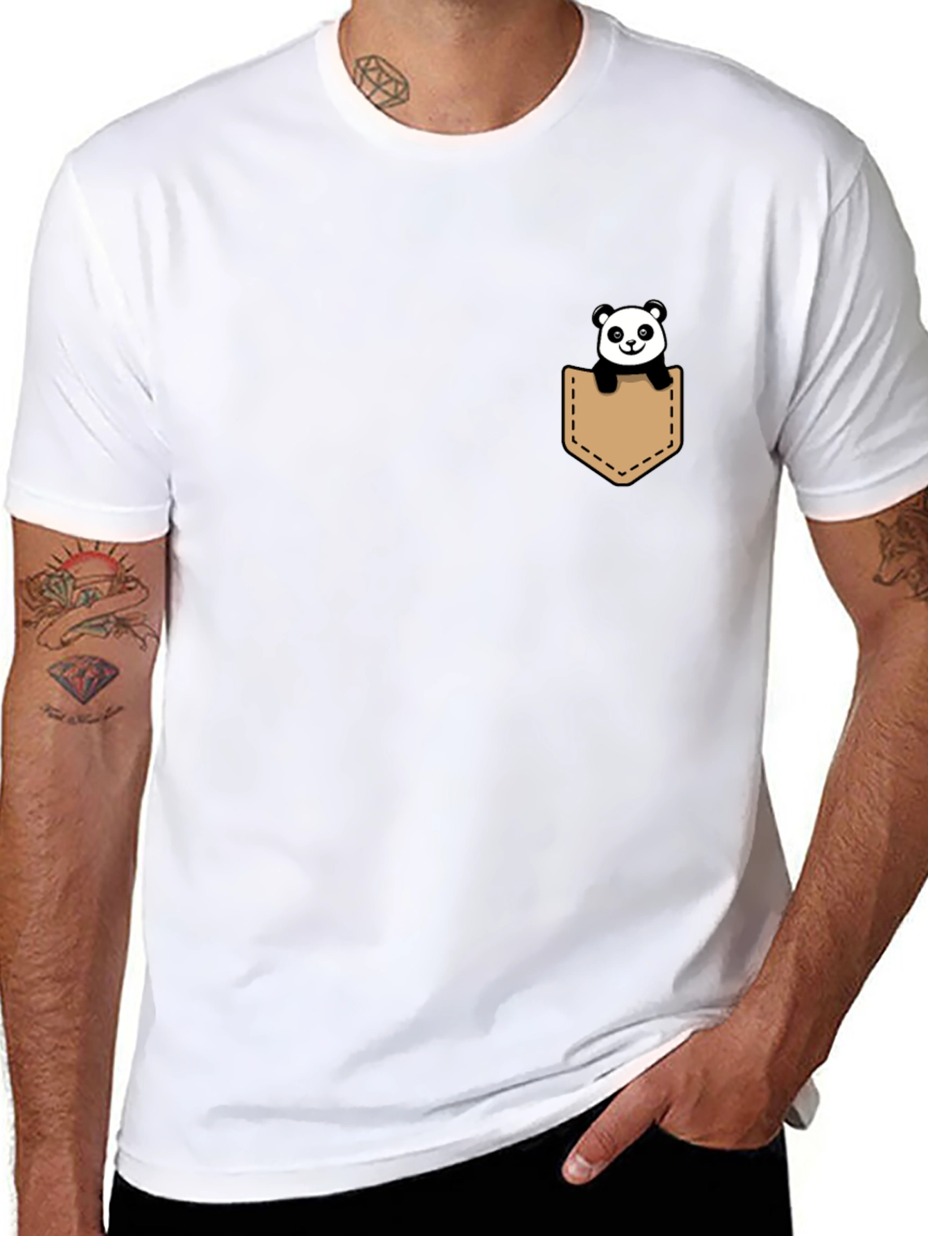 Panda Pocket Tee - Cute & Casual Black T-Shirt