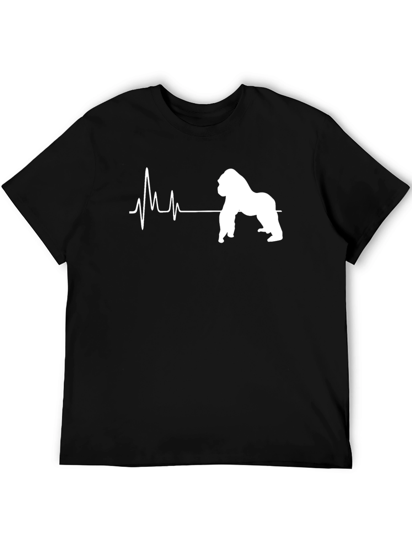 Gorilla Heartbeat Graphic Tee - Black Casual T-Shirt