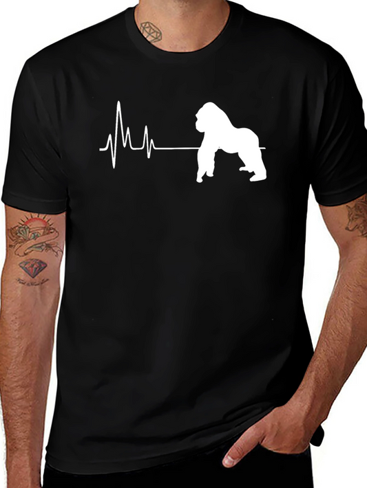 Gorilla Heartbeat Graphic Tee - Black Casual T-Shirt
