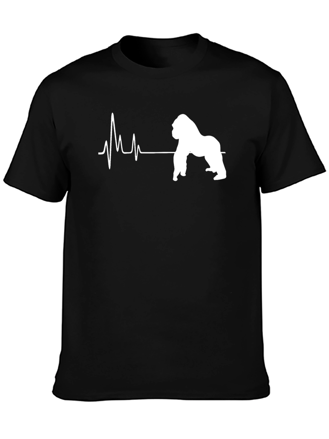 Gorilla Heartbeat Graphic Tee - Black Casual T-Shirt