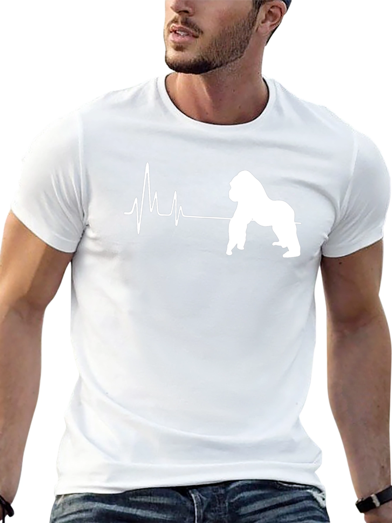 Gorilla Heartbeat Graphic Tee - Black Casual T-Shirt