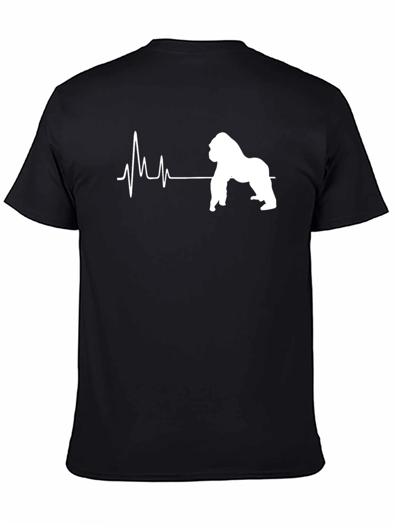 Gorilla Heartbeat Graphic Tee - Black Casual T-Shirt