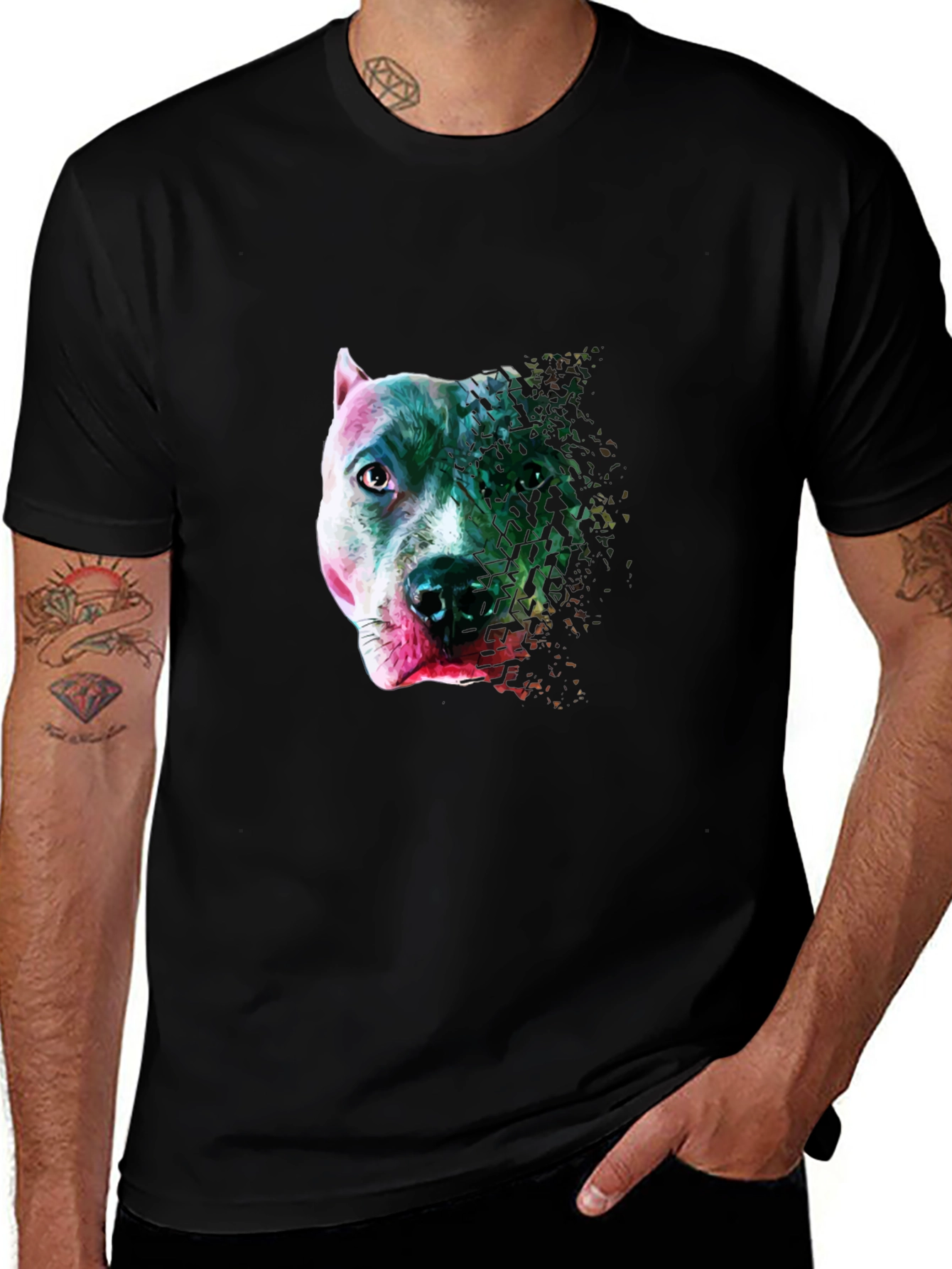 Pitbull Head Graphic T-Shirt - Stylish Mens Tee