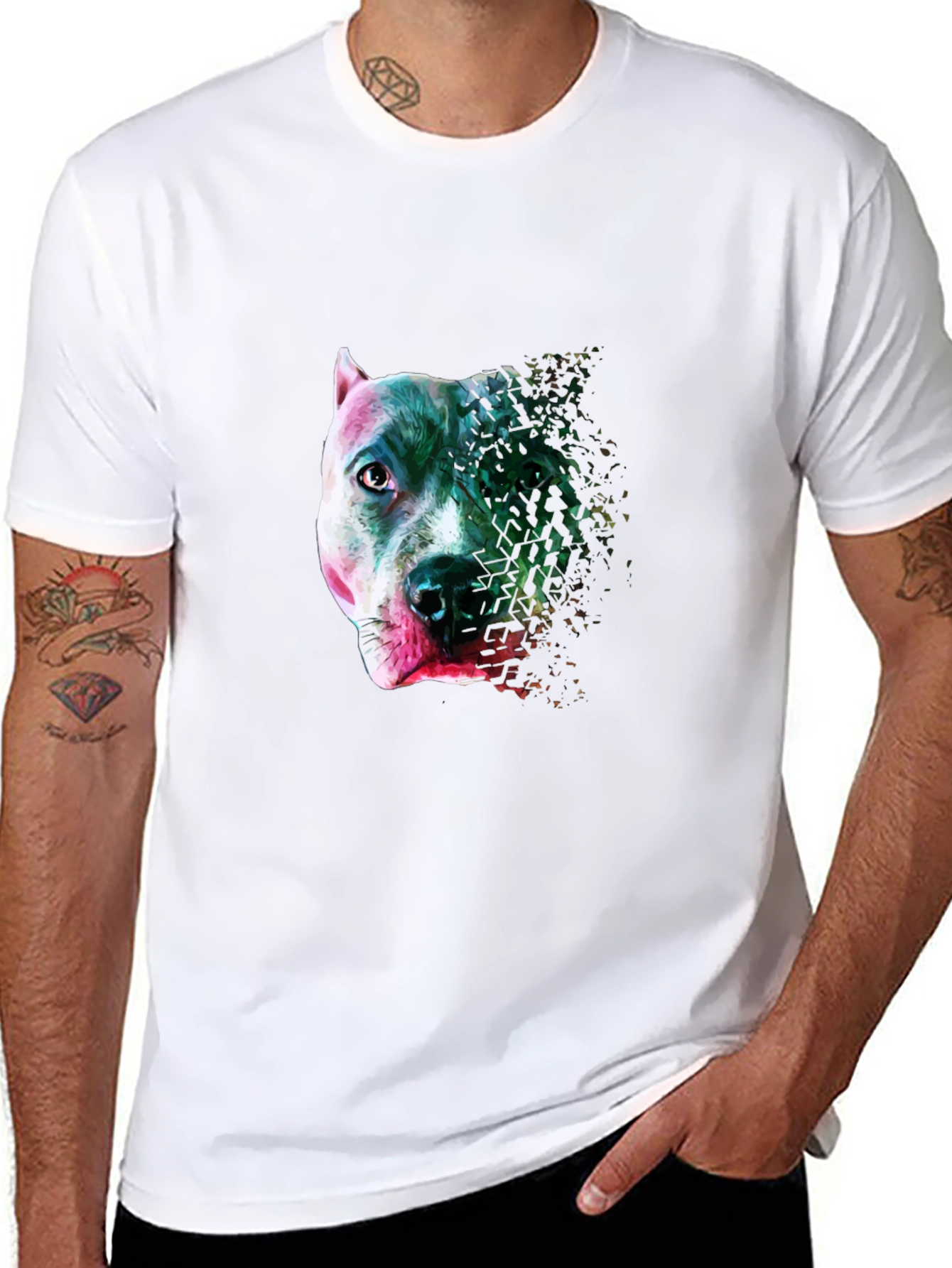 Pitbull Head Graphic T-Shirt - Stylish Mens Tee