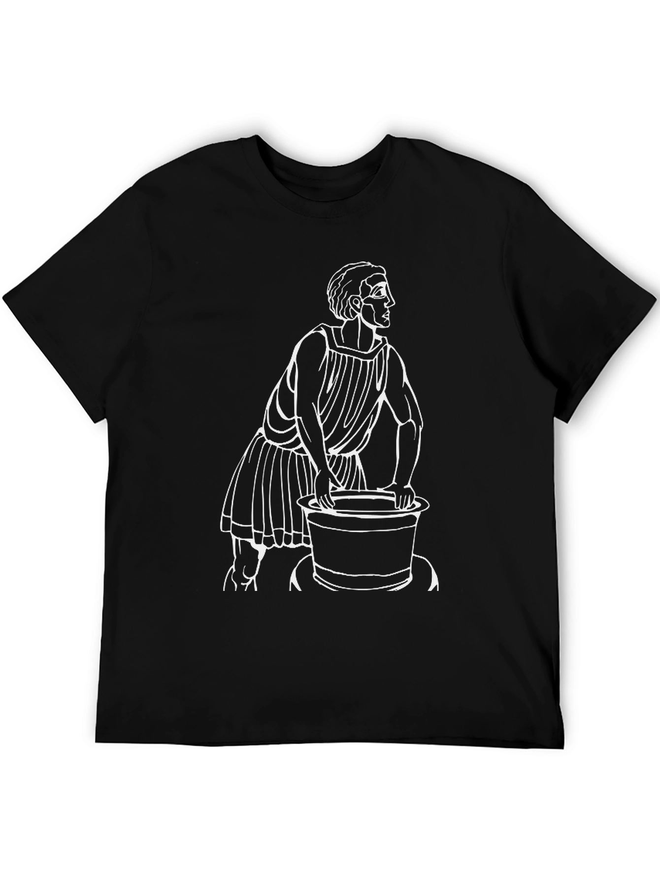 Classic Black T-Shirt with Greek Figure Design