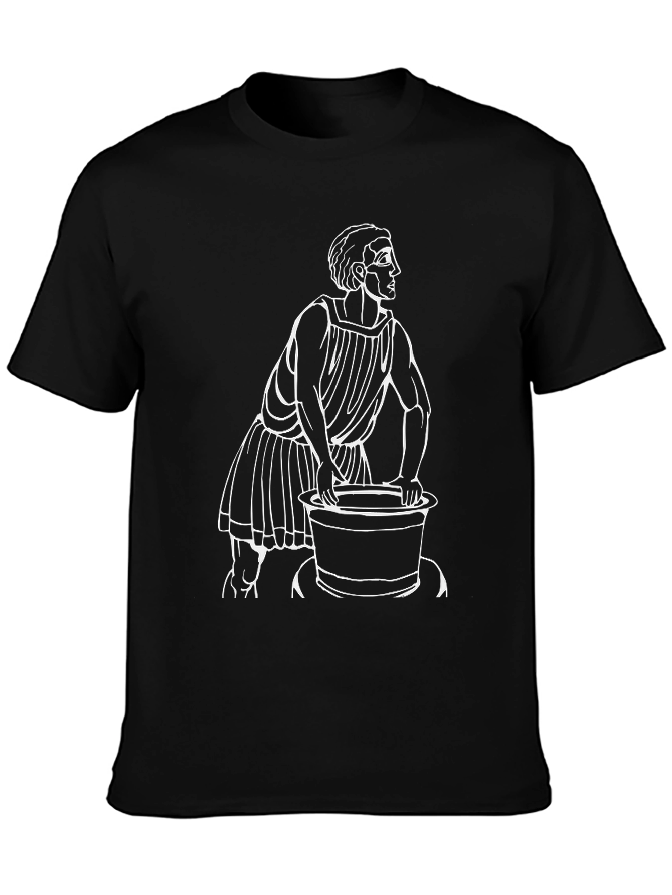 Classic Black T-Shirt with Greek Figure Design