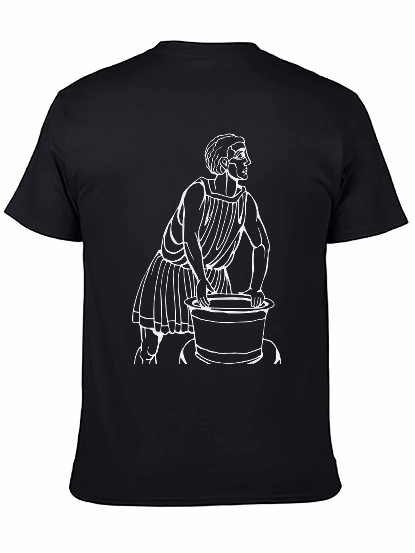 Classic Black T-Shirt with Greek Figure Design