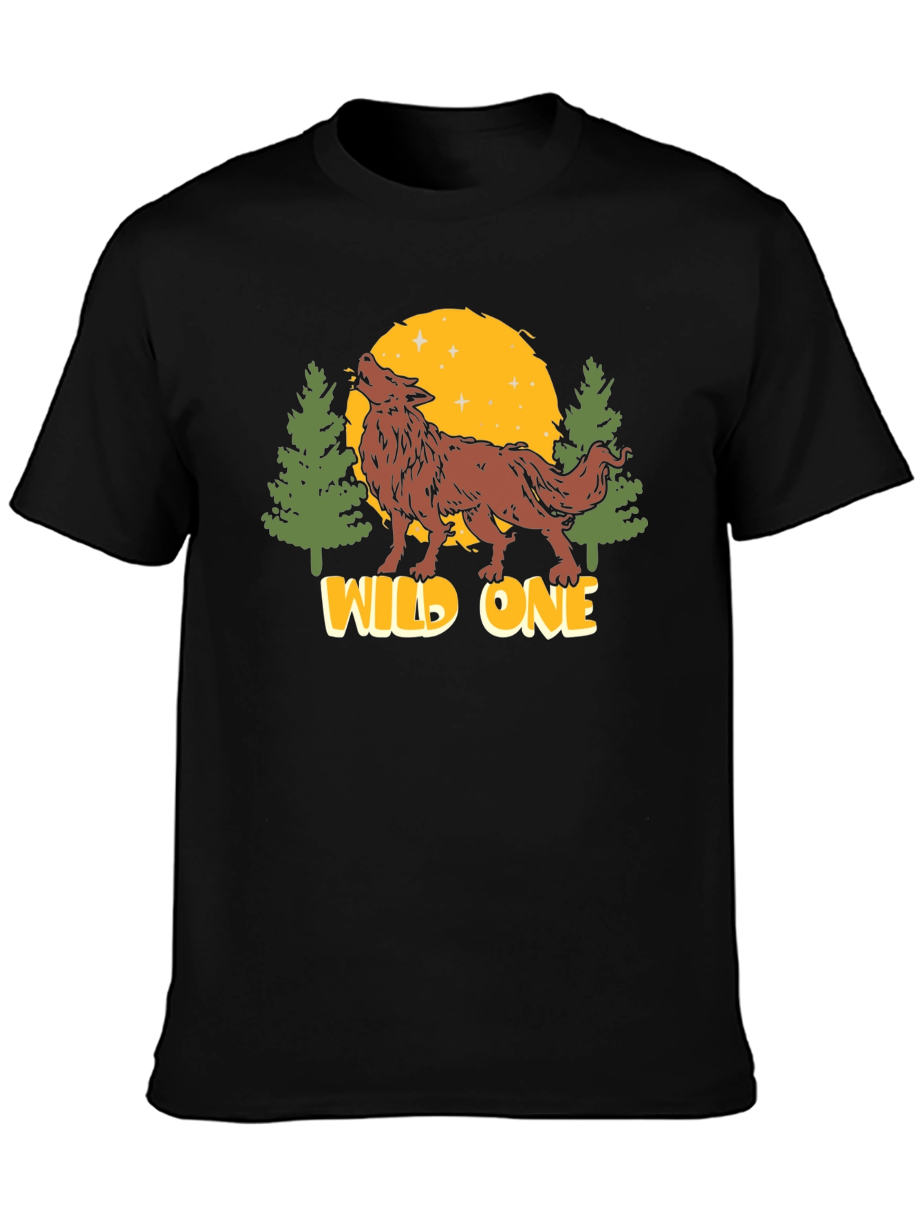 Wild One Wolf Graphic Black T-Shirt