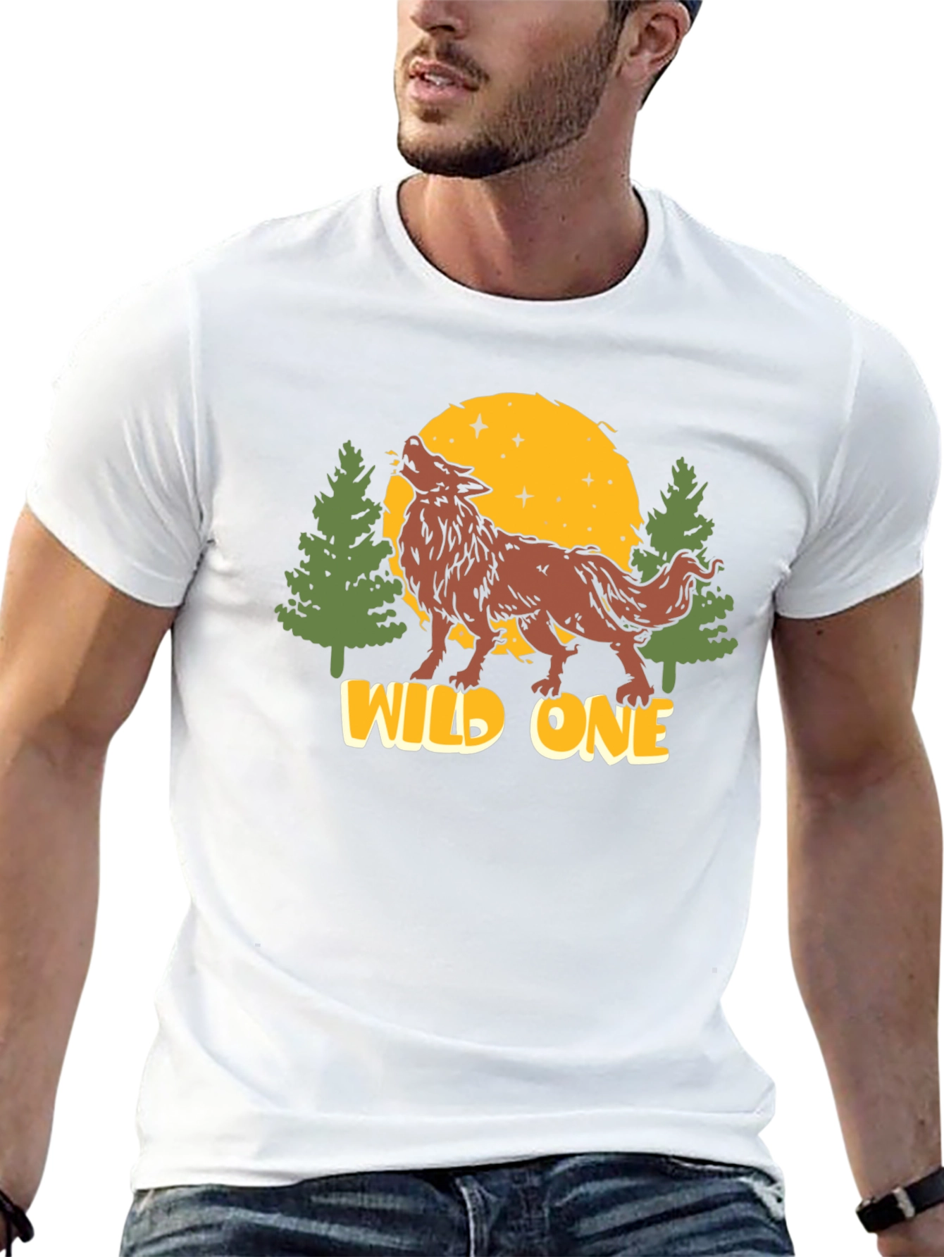 Wild One Wolf Graphic Black T-Shirt