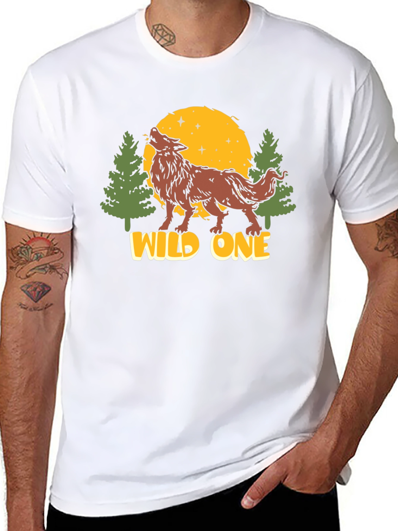Wild One Wolf Graphic Black T-Shirt